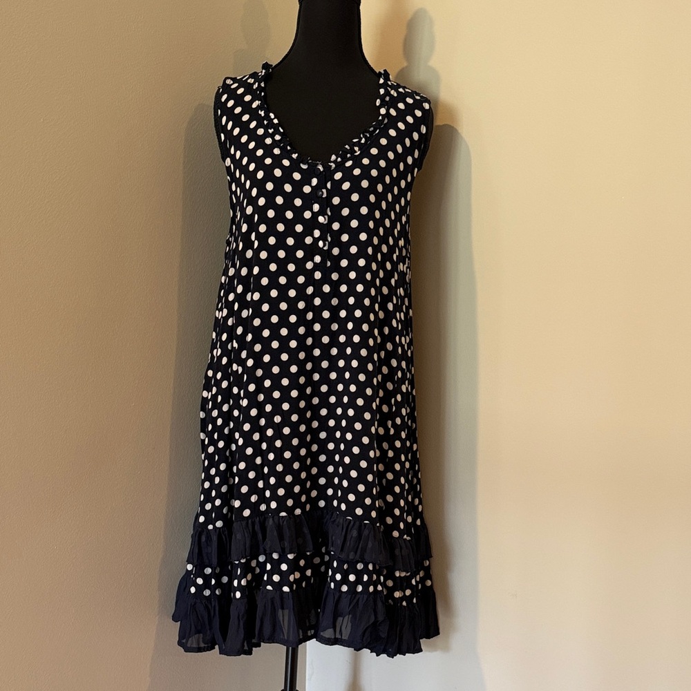 Elegant Navy Polka Dot Mini Dress